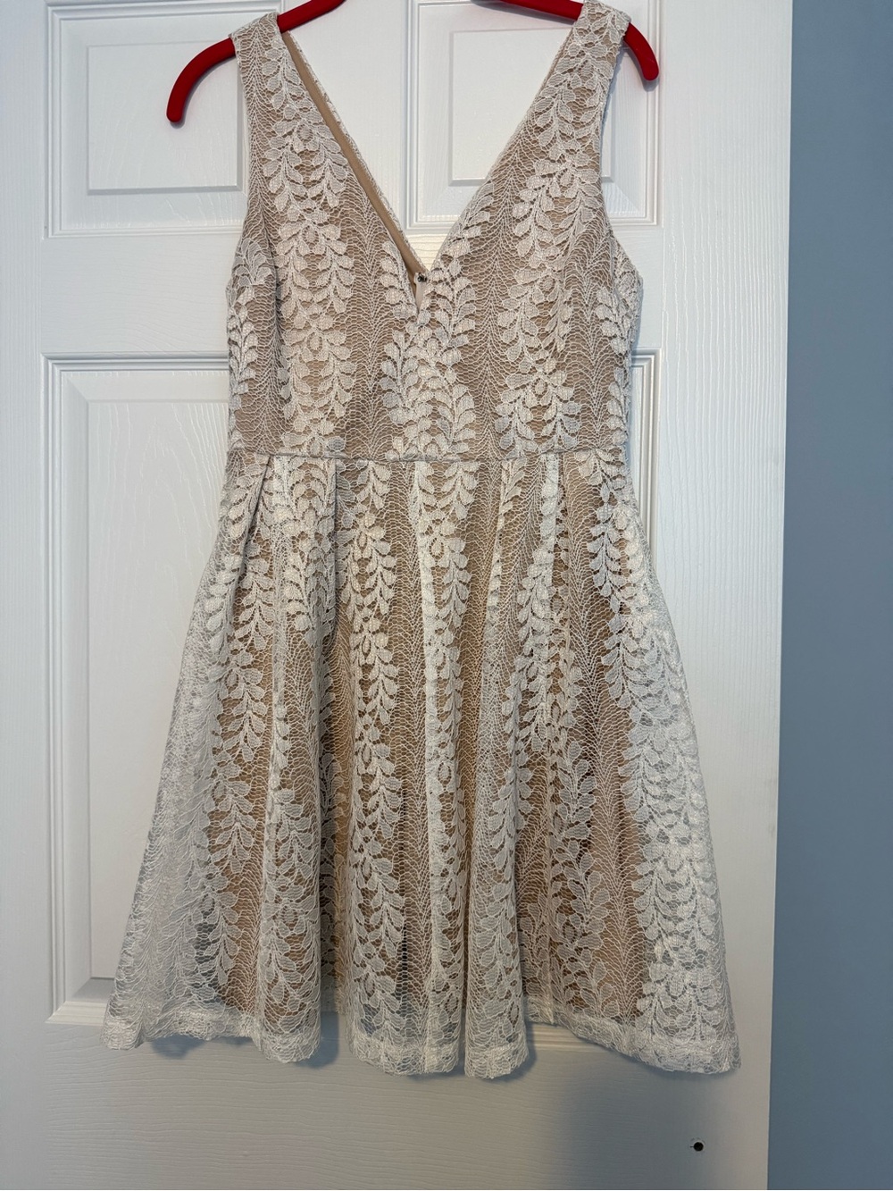 Lulu's Cream Lace Overlay A-Line Dress